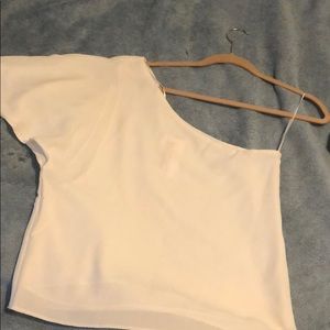 White one shoulder sleeve top